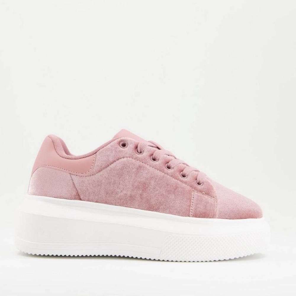 Blush velvet platform shoes